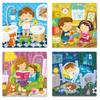 Zestaw Układanek Edukacyjnych 4W1 - Mój Dzień Codzienny Dla Dzieci, Kolorowe Puzzles 15X15 Cm, Certyfikowane Ce|En 71, Nowe, 16 Szt. W Kartonie