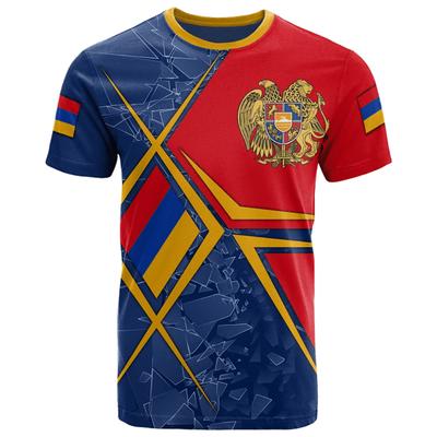 Men's and Women's Summer Casual Short Sleeve Large Armenian Flag T-shirt