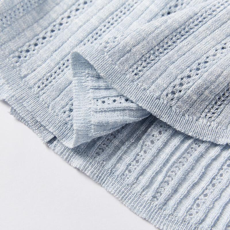 Women's Striped Openwork V-Neck Knit Cardigan