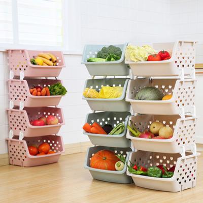 Durable Stackable Storage Basket Hollow Fruit Vegetable Organizer Kitchen Tool