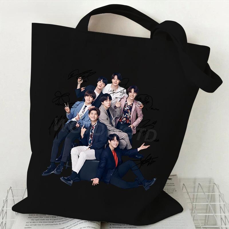 Korean Style Cartoon Print Tote Bag for Women Men Large Capacity Oxford Cloth Shoulder Crossbody Bag Fashionable Commute Backpack KTB