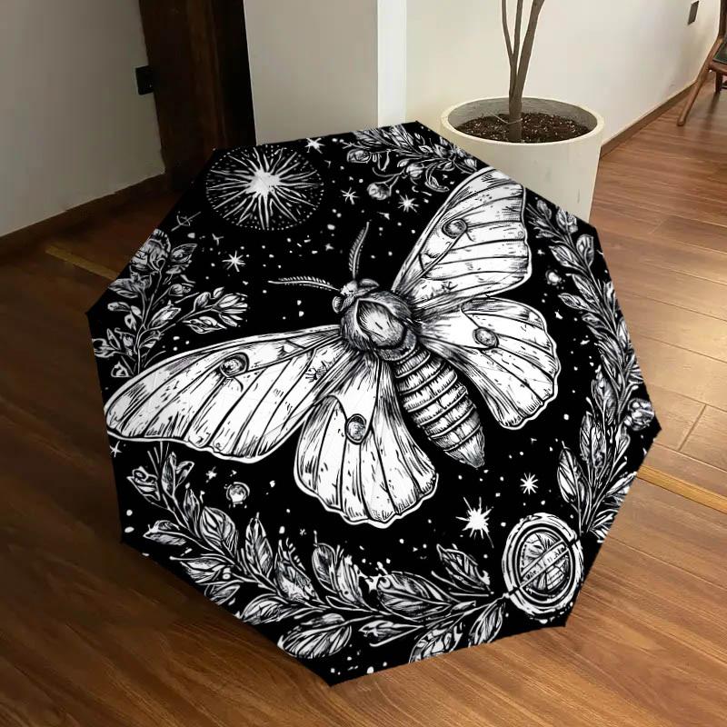 1pc Mystical Moth Night Sky Umbrella with Plastic Handle,Suitable for All Seasons Home Travel Outdoor UmbrellaDD1773