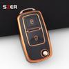 For 2 Button Vw Volkswagen Golf 4 5 6 Mk4 Amarok Polo Bora Jetta Altea Alhambra Passat Beetle Caddy Tiguan Tpu Car Key Case Fob