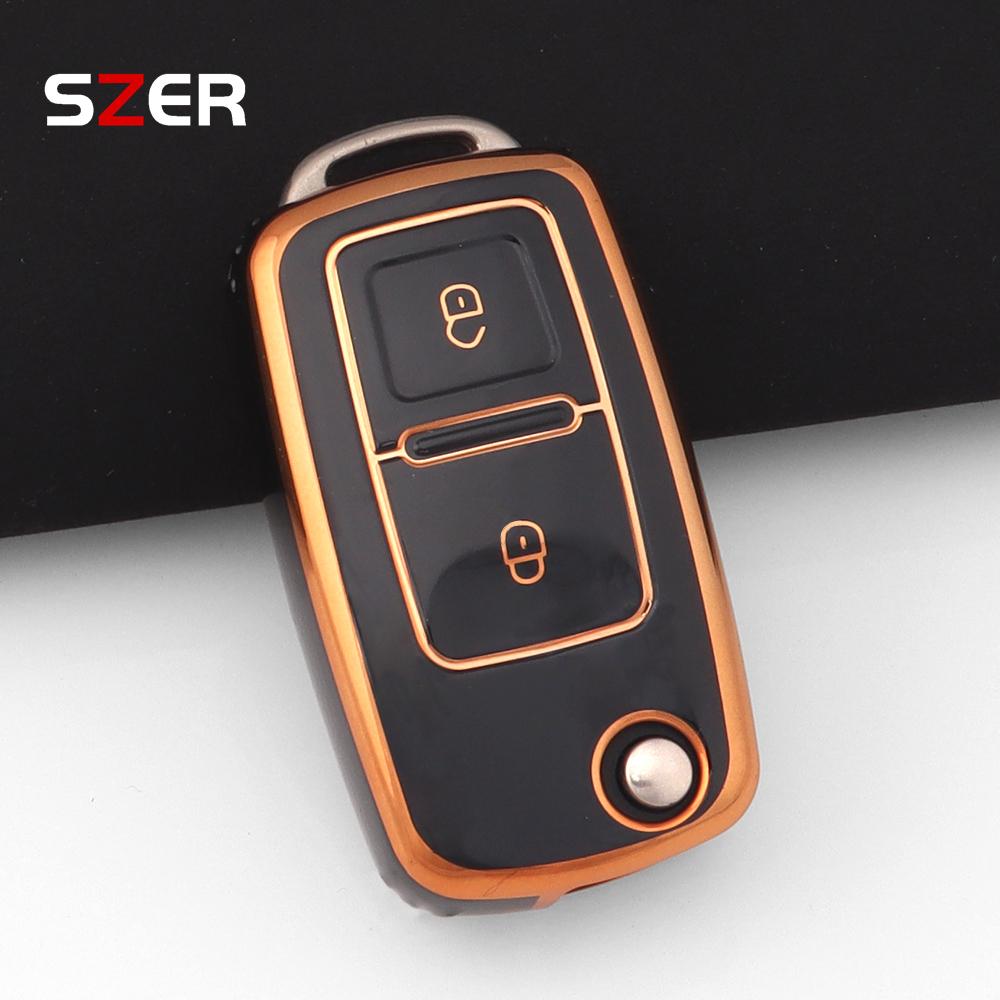 For 2 Button Vw Volkswagen Golf 4 5 6 Mk4 Amarok Polo Bora Jetta Altea Alhambra Passat Beetle Caddy Tiguan Tpu Car Key Case Fob