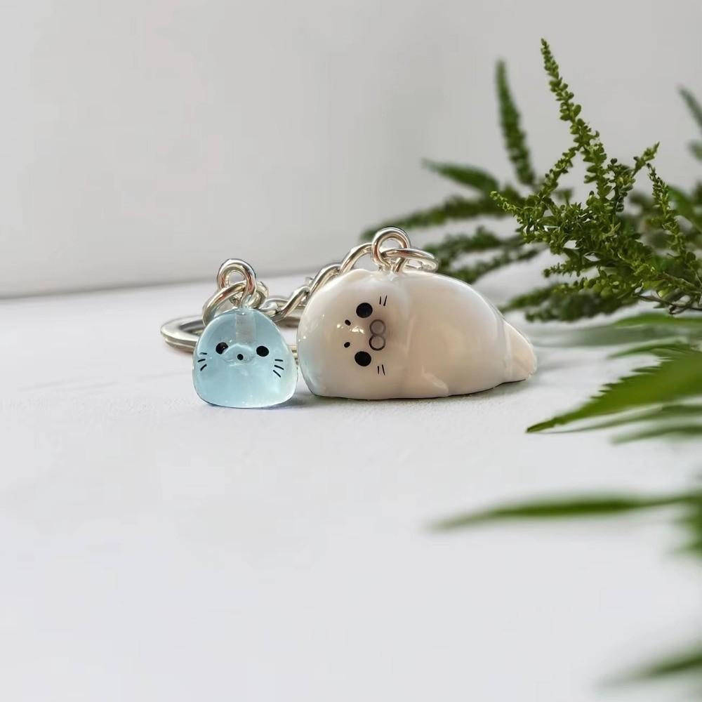 3D Cartoon Sea Lion Keychain Resin Key Holder Cute Animal Keyring  For Young Girls