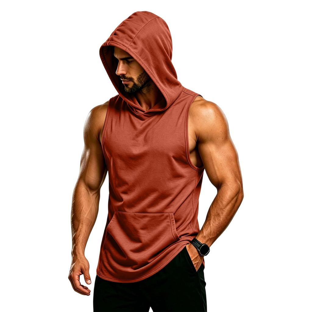 Men's Sleeveless Hoodie Muscle Fit Gym Tank Top Breathable Quick Dry Workout Vest for Fitness Training