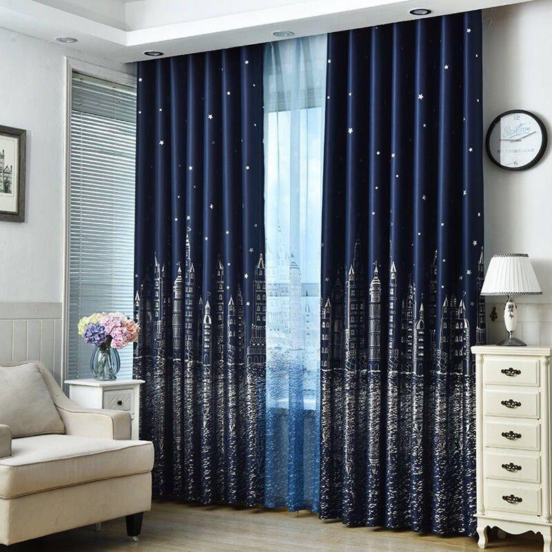 1/2pcs Hollow Out Stars Blackout Curtain for Living Room Window Curtains Bedroom Voile Hotel Home Decoration 1.5m*2.7m