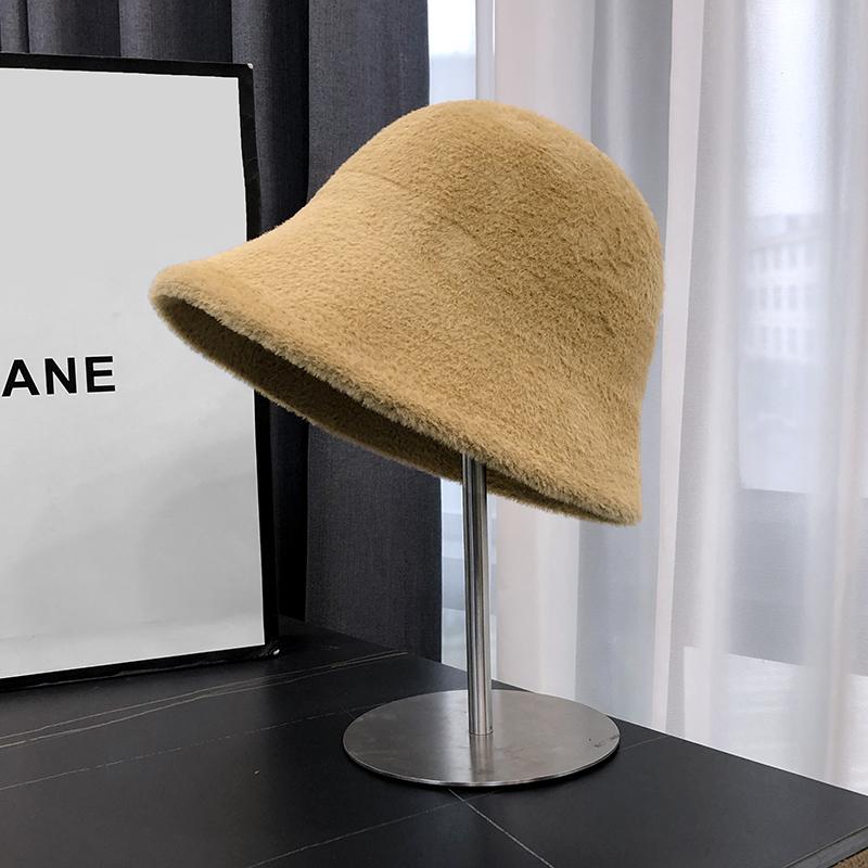 Autumn And Winter Plush Fisherman Hat, Children'S Korean Version Bucket Hat, Wool Thickened Warm Basin Hat