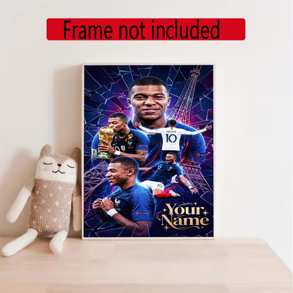 Mbappe Personalized Text Diamond Painting Round Diamond Mosaic Rhinestones Diamond Embroidery Craft Kit Wall Decor Without Frame