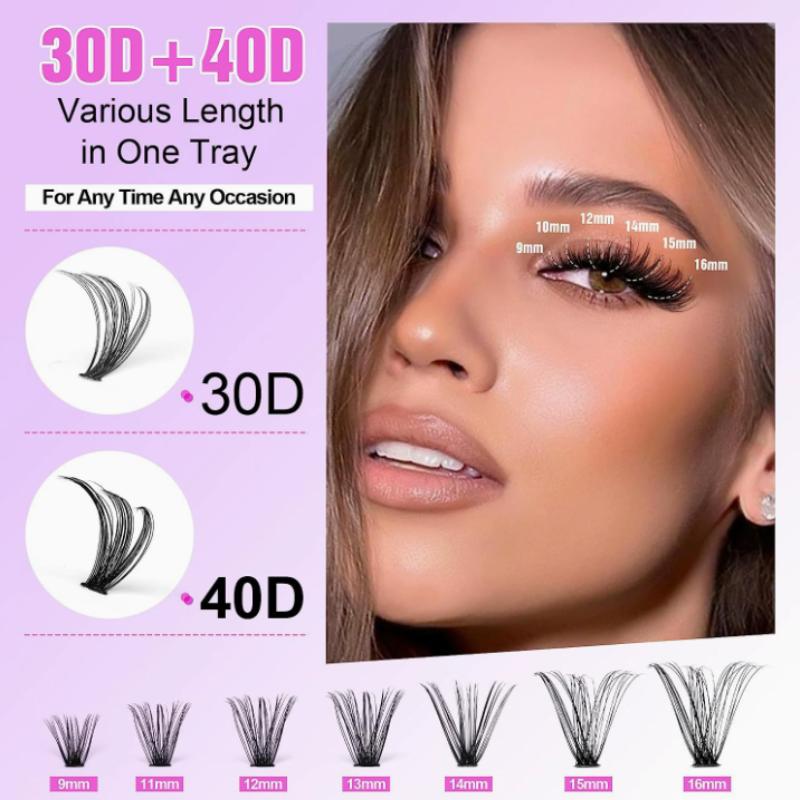 Natural Cluster Feather Lash Kit Segmented Eyelash Lash Glue Eyelash Grafting Kit Lash Extension Essential With Mix Effortless