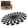 Round Black White Grid Non-Slip Mat Area Rugs Floor Mats Carpet for Home Living Room Bedroom(60cm )