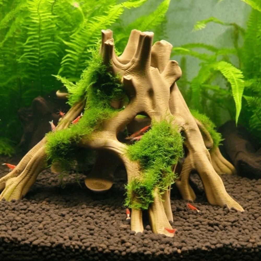 Tree Trunk Fish Shrimp Hiding Cave 3D Printed Driftwood Landscape Hermit Crabs Habitat