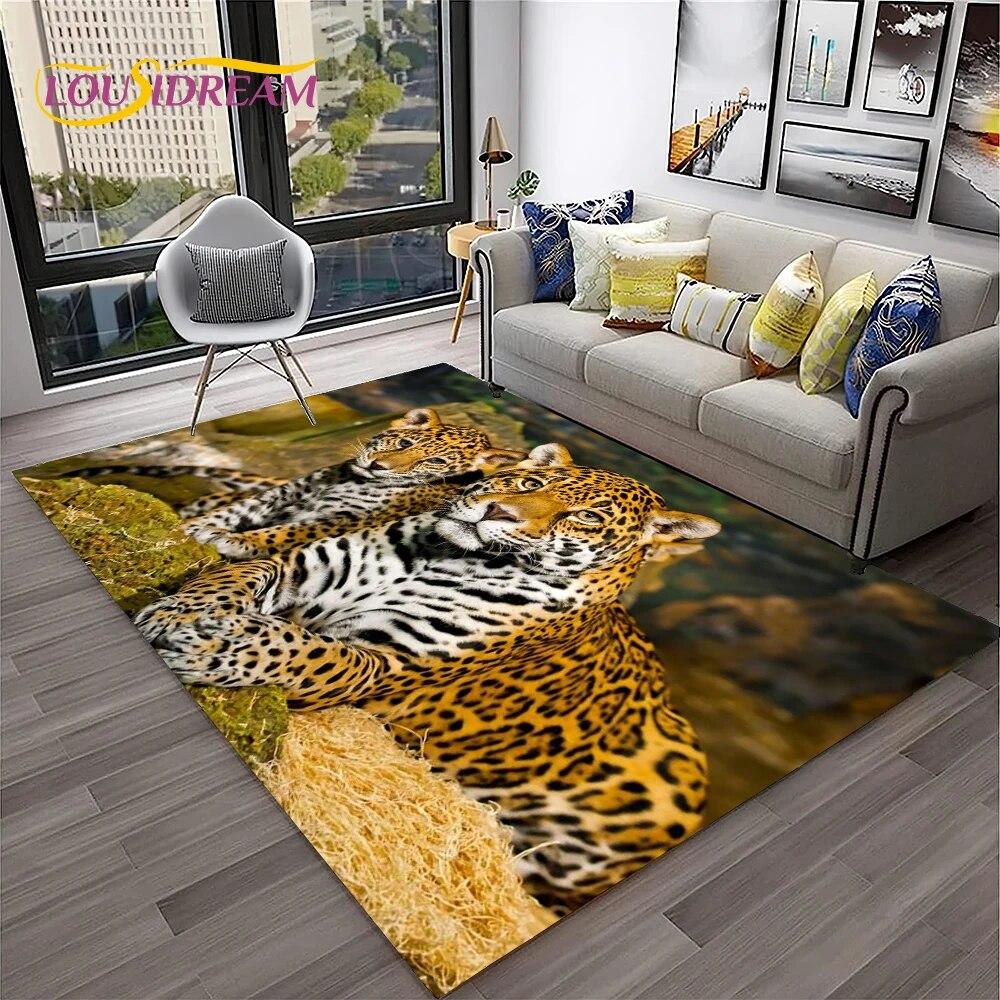 Beast Leopard Cheetah Cartoon Animal Carpet Rug for Home Living Room Bedroom Sofa Doormat Decor,kids Area Rug Non-slip Floor Mat