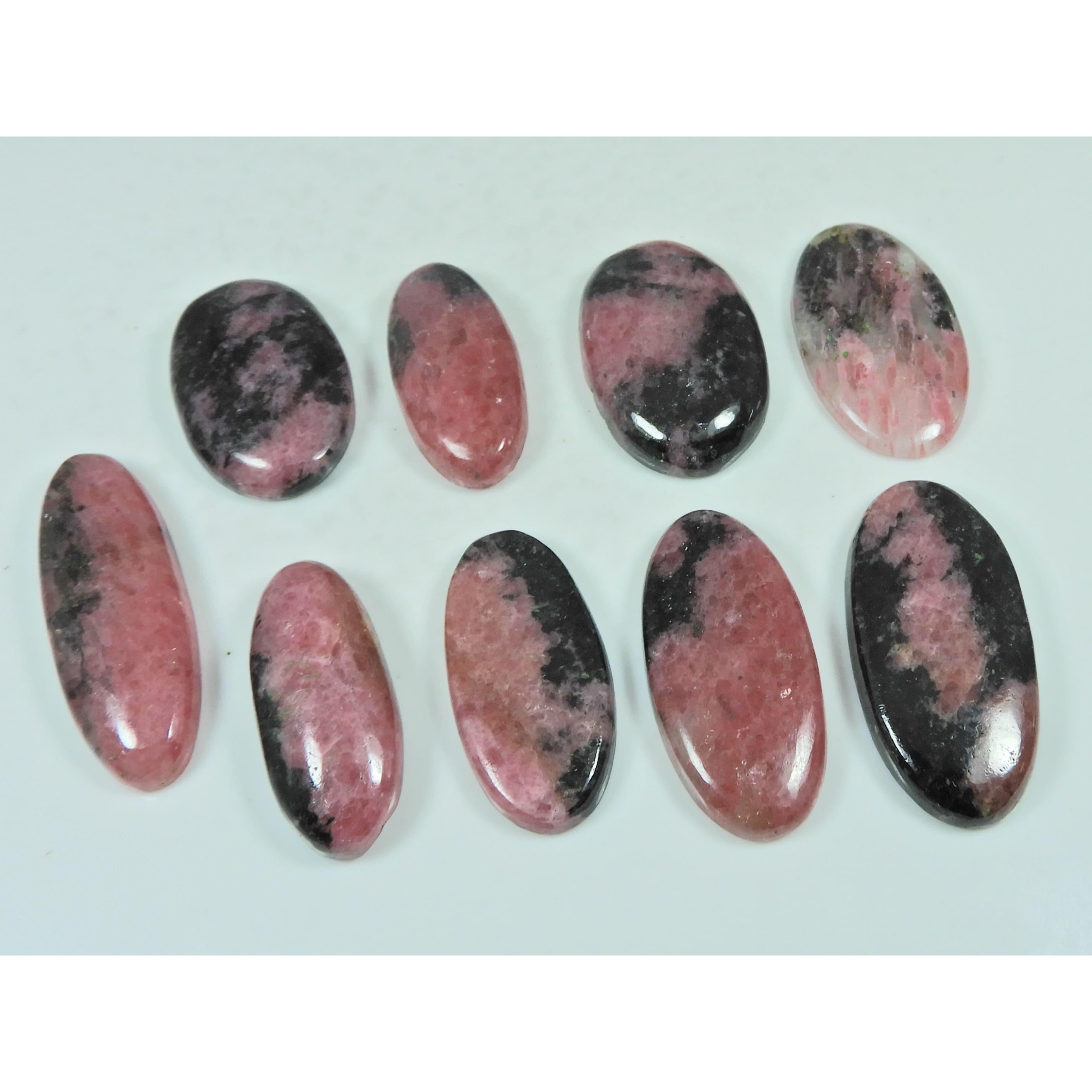 313Cts. Natural Rhodonite Oval Shape Cabochon Loose Gemstone 09 Pcs Lot C-2928