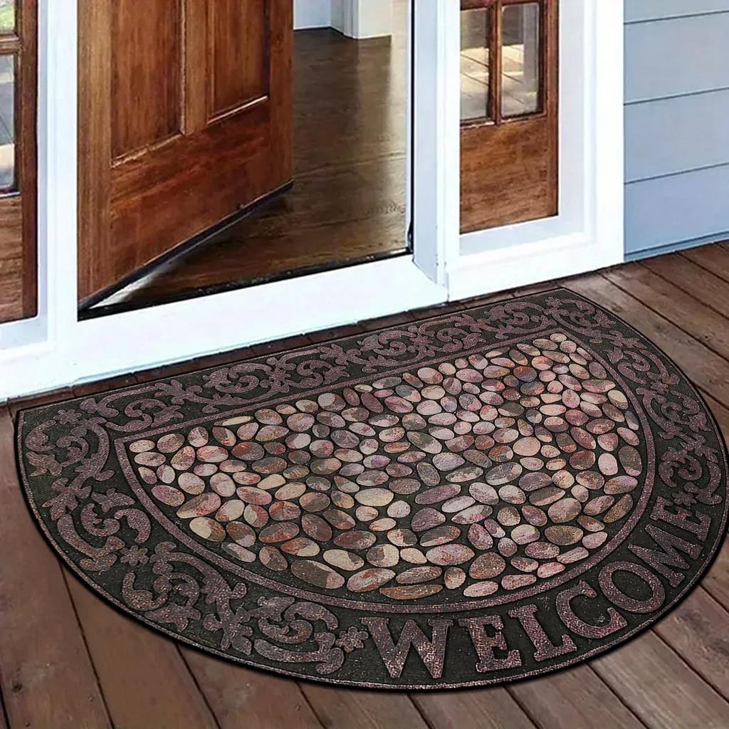 Entrance Carpet Home Door Entry Mat Outdoor Garden Decorative Carpets Luxury Welcome DoorMats Semi-circular Rug Tapete De Entra