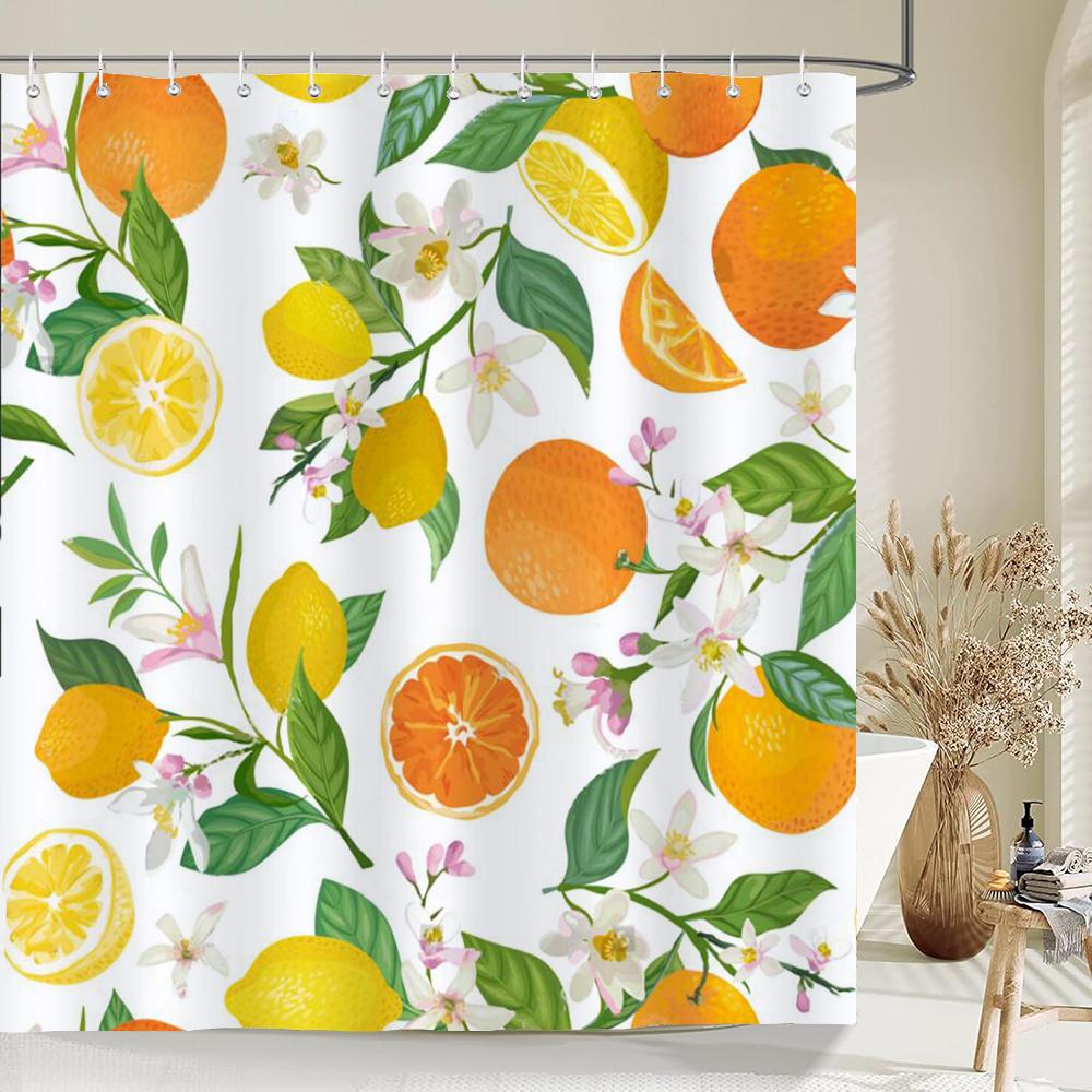 1 pc Fresh Lemon Fruit pattern Shower Curtains Bathroom Polyester Bath Curtains Printing Shower Curtain Decor With Hooks Curtain