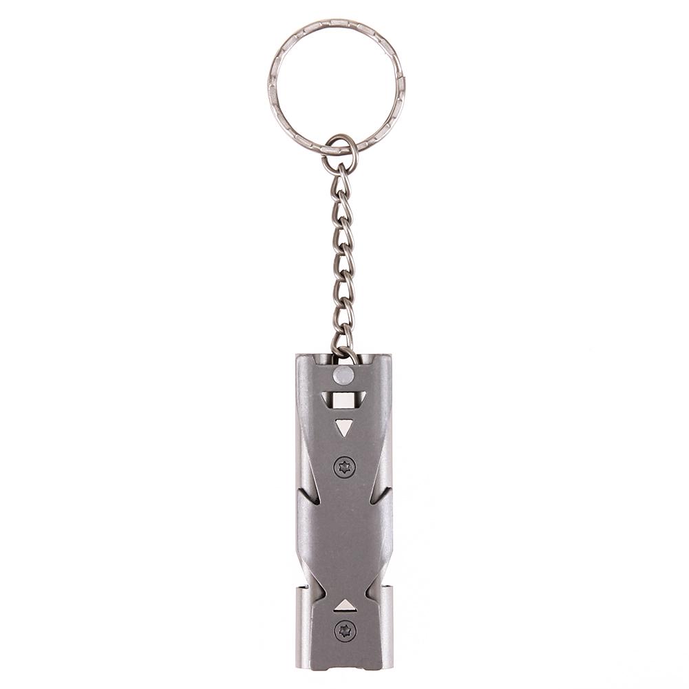 Mini Small Whistle Pendant with Keychain Stainless Steel Keyring Whistles High Decibel Double Pipe Lightweight for Game Referee