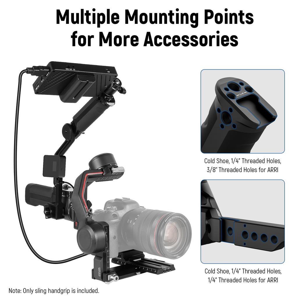 NEEWER ST49 Gimbal Sling Grip Handle 180 Degree Adjustable Foldable Low Angle Shooting for RS 2 RSC 3 Pro Stabilizer