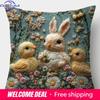 Easter Cartoon Printed Bunny Egg Pillowcase Home Sofa Cushion Cover Bedroom Bedside Pillow Cover
