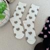 Autumn and Winter Love Couple Socks for Women, Mid-calf, Fluffy Heart Design, School-style Pile Socks for Women
