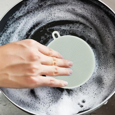 Dish Brush Silicone Dish Bowl Cleaning Brush Double-sided Heat-resistant Scouring Pad Kitchen Pot Cleaner Washing Tool with Hanging Hole