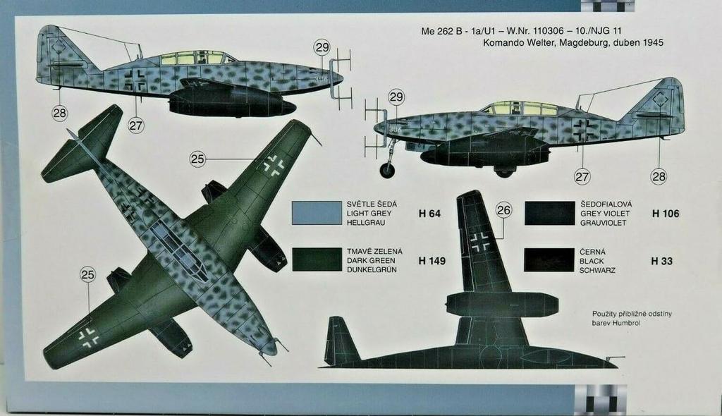 SEMAR 1/72 German Messerschmitt Me262B-1a/U1 Night Fighter High-Tech Plastic Model Kit SME72884