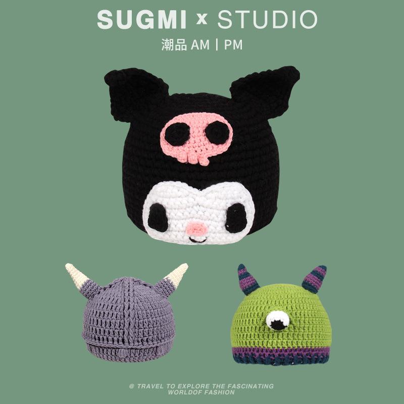 Autumn and winter funny cute ruffian young wool hat cartoon knitted monster cute pullover hat casual versatile thermal hat