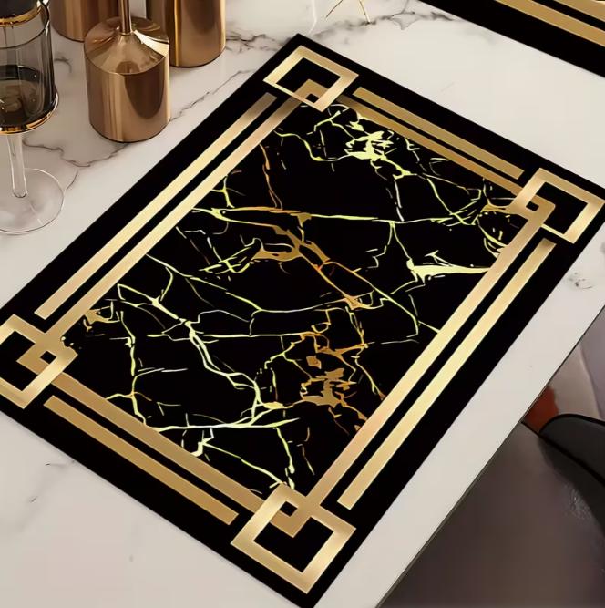 Black Gold Element Pattern Tableware Mat Cup Mat Table Mat Kitchen Dining Table Tableware Mat Suitable for Mat Home Decoration
