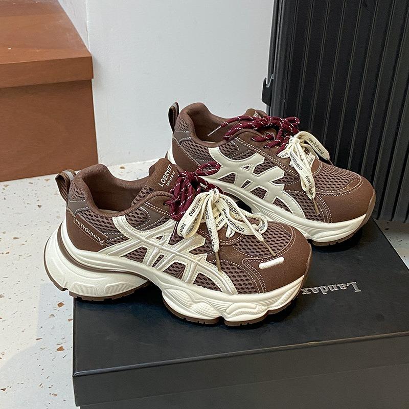 Thick-soled dad shoes women's autumn new mesh breathable retro soft-soled running sneakers women's