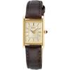 Seiko Women's Square Design Quartz Watch Champagne Gold Dial Brown Leather Band