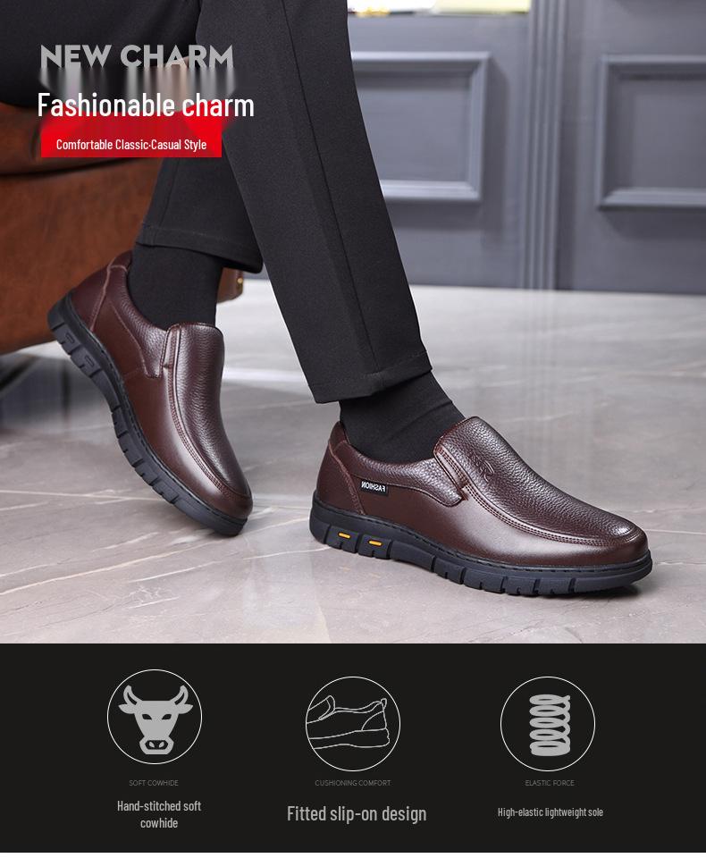 Herrskor i Plus Size, Slip-on, Business Casual, Läder, med Tjocka Sulan (Storlekar 47-48)
