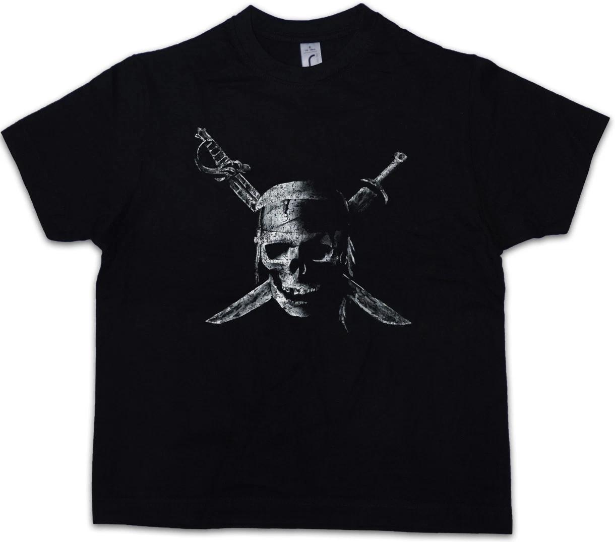 PIRATE SKULL Kids Boys T-Shirt Ship Sailor Pirates Caribbean Teach Charles Vane 150