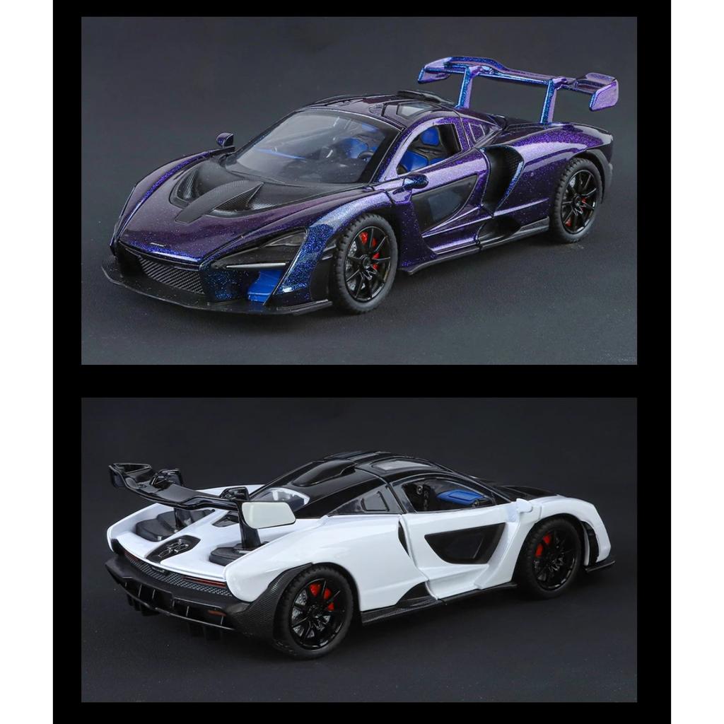 1/24 Scale Mclaren Senna Supercar Alloy Car Model, Simulated Sound and Light Racing, Children's Toy Car Ornaments for Boys Holiday Gifts