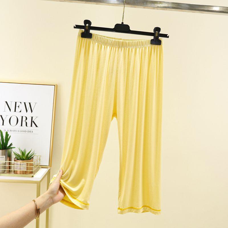 

Modal Cropped Casual Pants Women s Summer Thin Loose Home Wear Pajama Pants Thin Outwear Pure Color plus Size Wide Legs Shorts Light yellow 2XL (70.00 kg-82.50 kg recommended