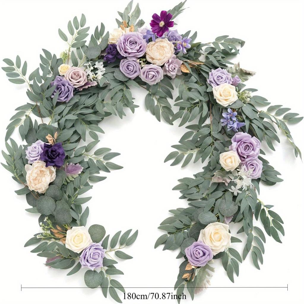 1Pc Simulation Flower 70.87 Inch Artificial Eucalyptus Rose Eucalyptus Wedding Table and Chair Decoration Rattan