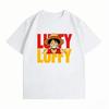 Unisexs Clothing New 100 Cotton Summer TShirt One Piece Unisexs TShirt Luffy Split Letter Print Casual Unisexs TShirt