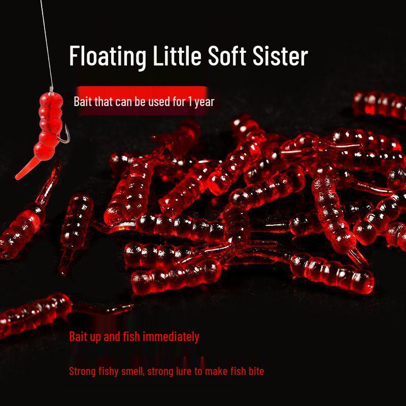 Dynamic Soft Beads Floating Maggot Lure: White Corn Flavor, Red Worm Scent