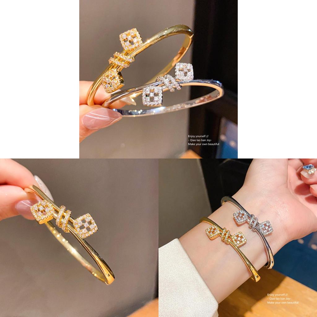 Geometric Zircon Square Buckle Bracelet For Women Fashion Jewelry