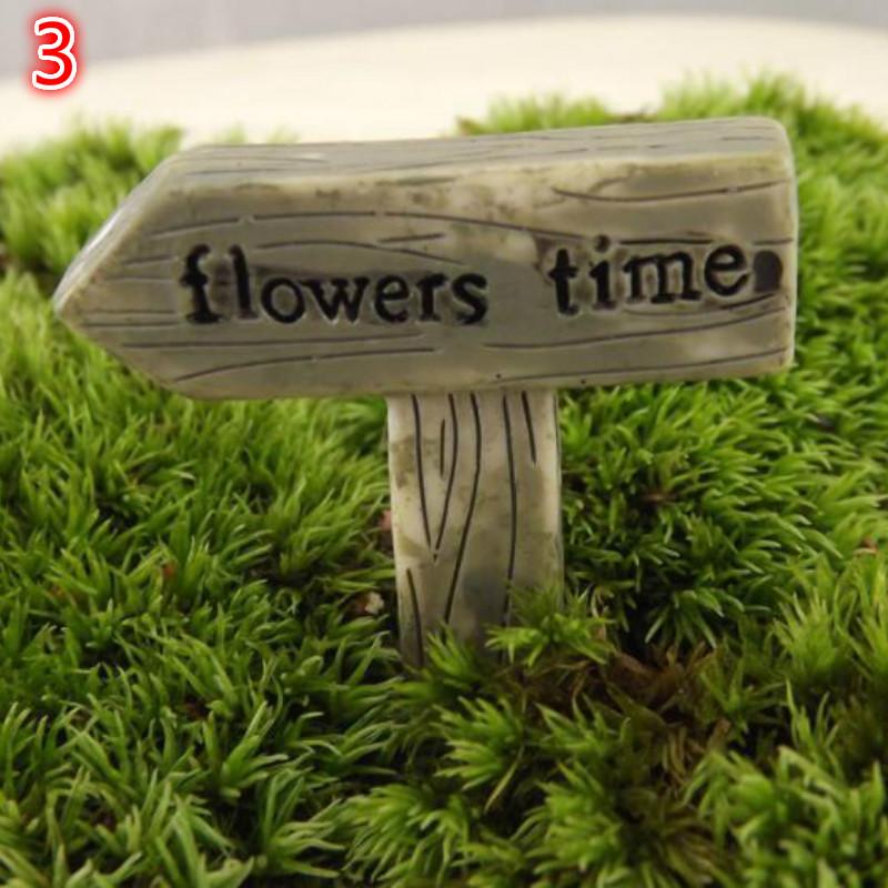 3Pcs Resin Sign Board Bonsai Figurines Micro Landscape Crafts Signboard Miniatures Fairy Garden