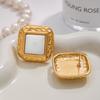 Yori Stainless Steel Square Hammered White Agate Earrings 18K PVD Plated High Quality Charm Stylish Golden Jewelry