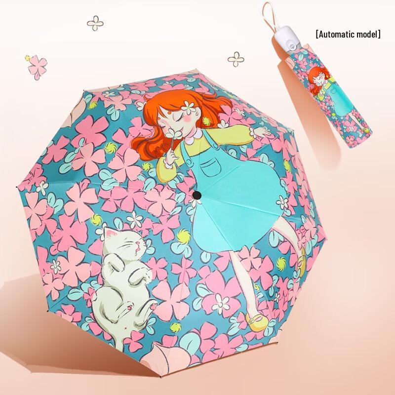 Cute Automatic UV Protection Folding Umbrella 21 Inch (8 Ribs)