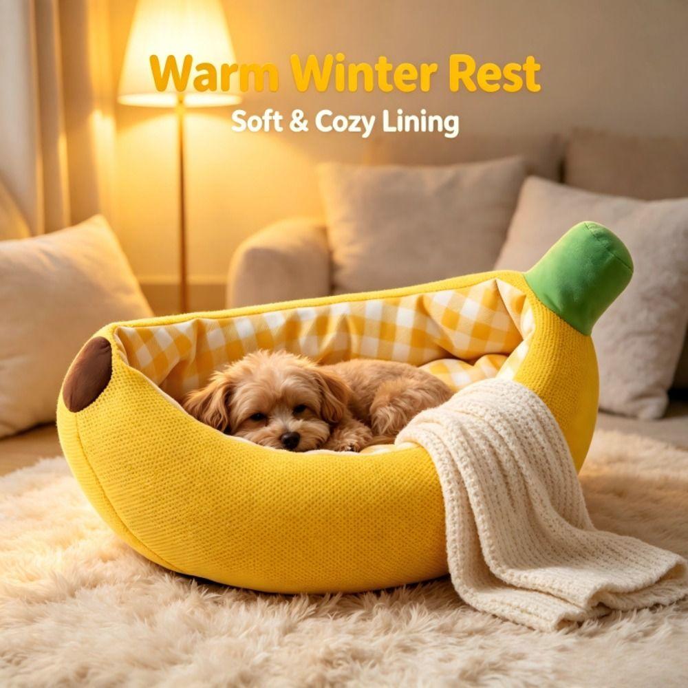 Banana Shape Cat Kennel Warm Cushion Pet Bed Cute Dog Kennel  Pet Supplies