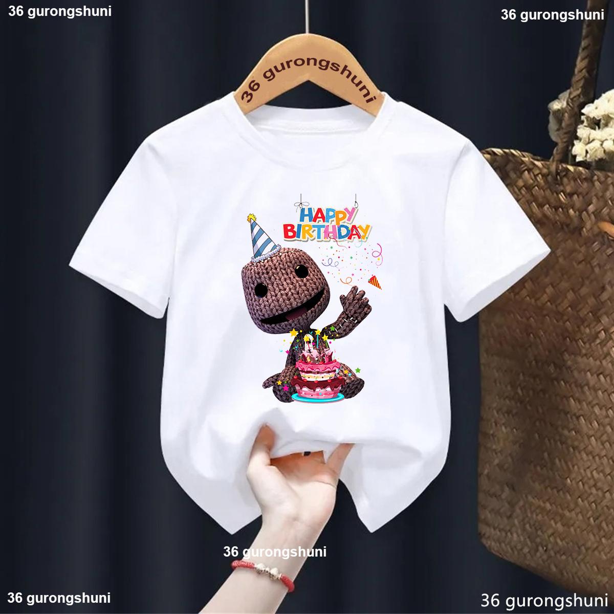 

Нова футболка для хлопчиків Смішна Відеогра Lbp Sackboy Мультяшний Принт Дитяча Футболка Модний Тренд Дитячий Одяг Літній З Круглим Вирізом Біла Сорочка Топ 120
