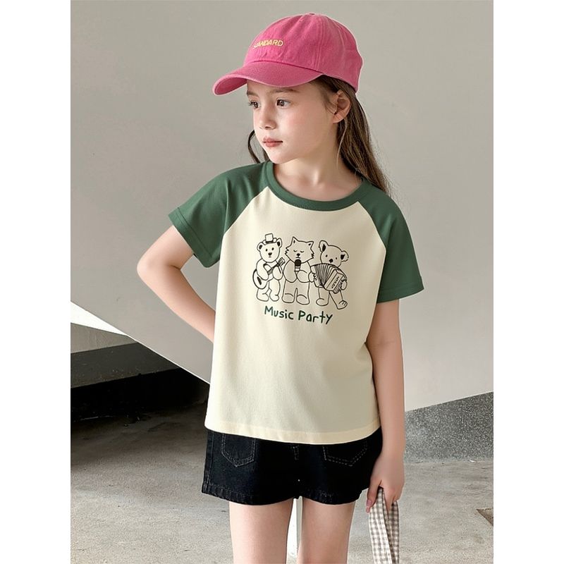 Foreign Trade Children's Pure Cotton Short-Sleeve T-Shirt New Style for Young Children Summer Baby Clothes Thin Style Girls' Cartoon Top Ins
