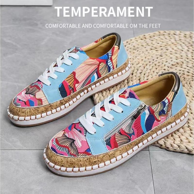 Fashion Women's Sneakers Breathable 2025 New Fashion Flat Outdoor Woman Vulcanize Shoes Mesh Fabric Lace Up Ladies Shoes Female Footwear
