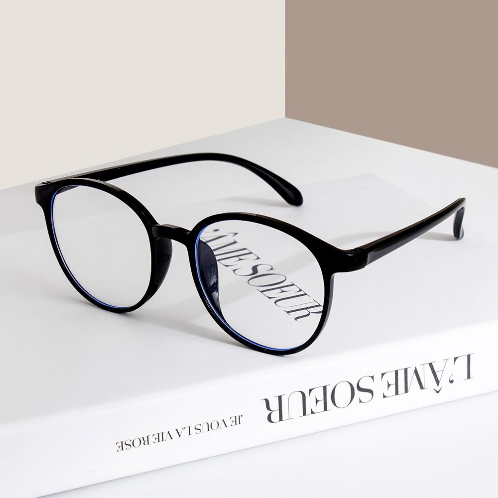 

Red large round frame glasses fashionable plain student retro literary round face with myopia Anti-blue light glasses чорний