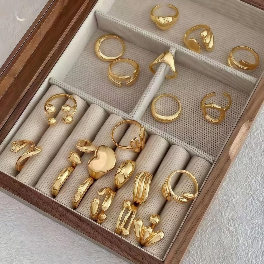 8/16Pieces Fashion Heart Geometry Irregular Open Rings Set For Women Mix Style Simple Trendy Jewelry Party Gifts