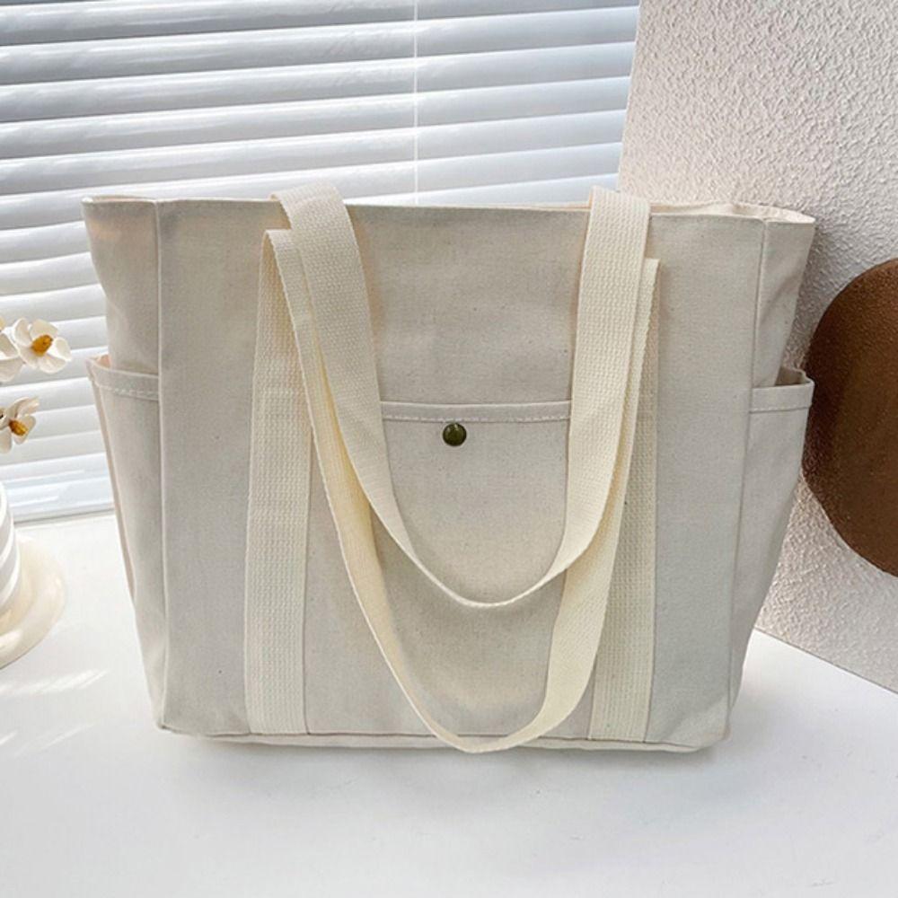 Portable Canvas Tote Bag Large Capacity Cloth Shoulder Bag Shopping Bag Mommy Handbag  Students