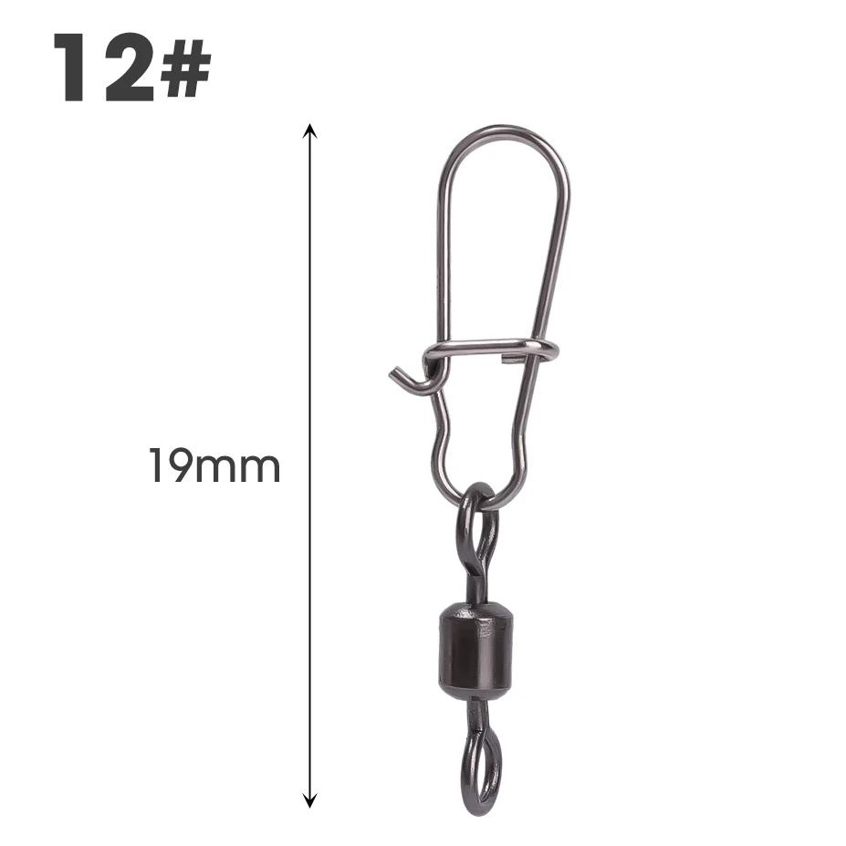 10/50PCS Fishing Connector Pin Bearing Rolling Swivel Stainless Steel Snap Fishhook Lure Swivels Fishing Tackle Accessories