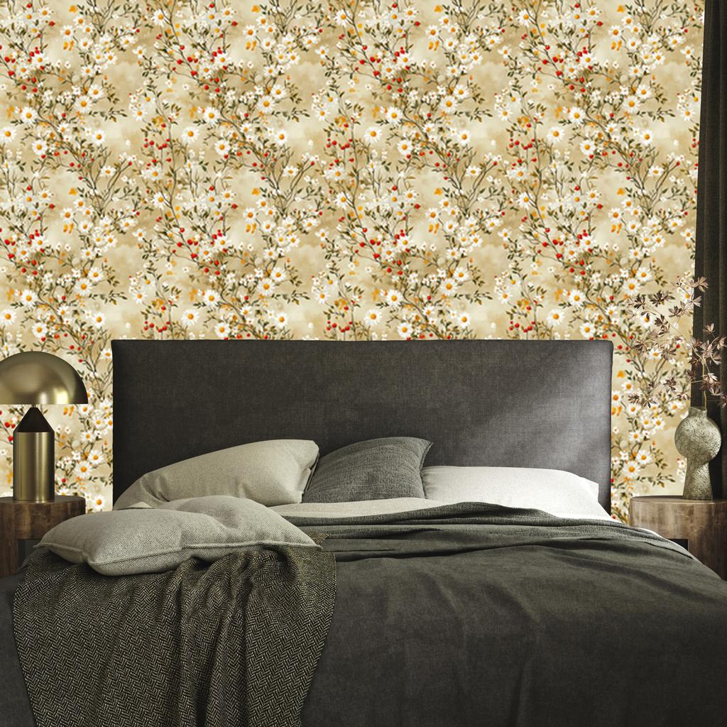Daisies Beige and Gold Wallpaper for Living Room and Bedroom 50x1000